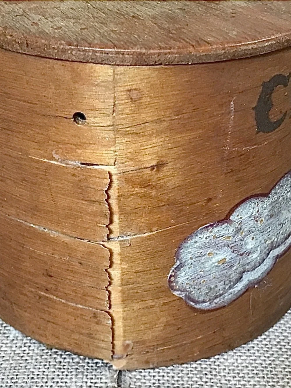 Primitive Wood Cookie Jar Firkin Bucket Rustic Farmhouse Cottagecore DAMAGED